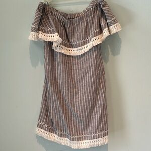 strapless linen dress